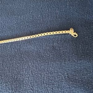 Men/Women Square Chainlink Bracelet Silver Marked 925 Sz 7.5" Long Lobster Clasp